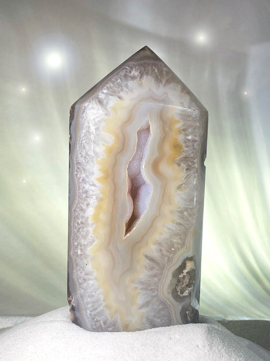Large Druzy Agate Tower