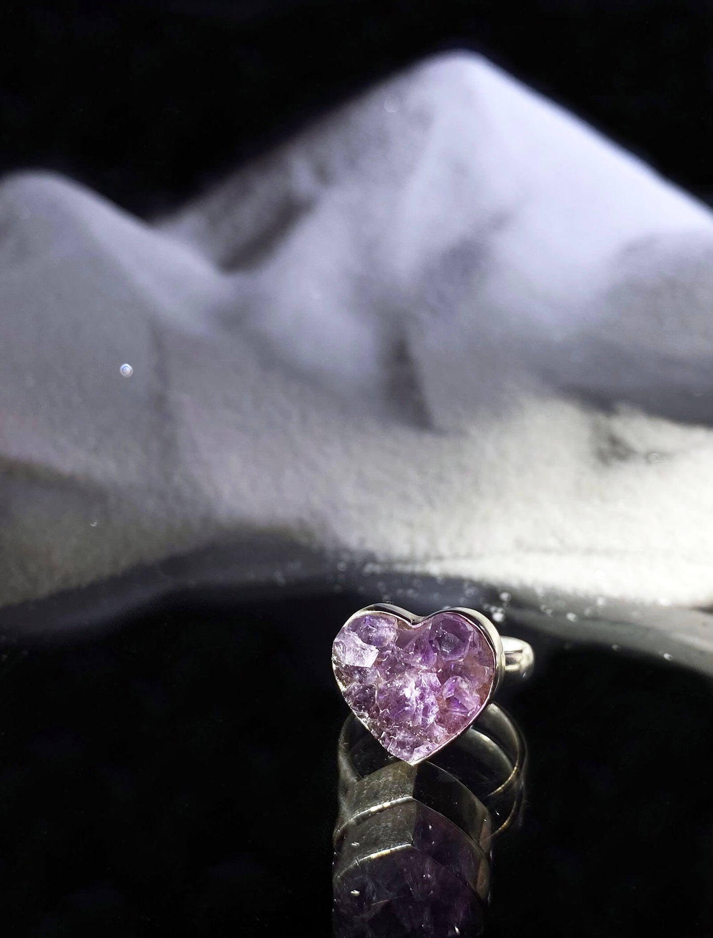 Rough Amethyst Heart Ring