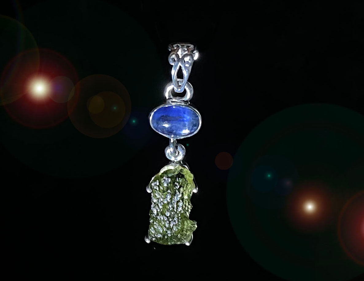 2024 Moldavite and Kyanite Pendant