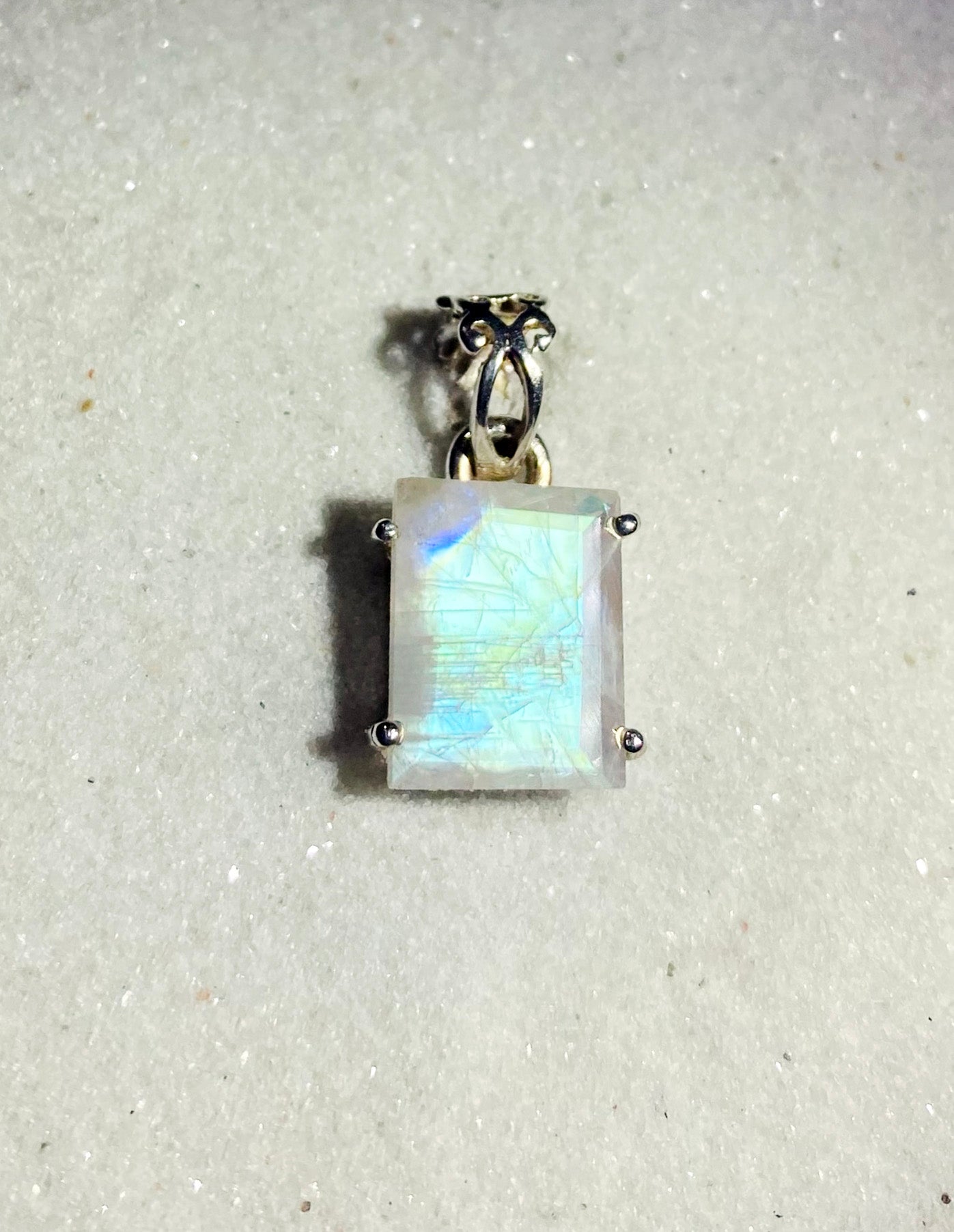 Faceted Rainbow Moonstone Pendant