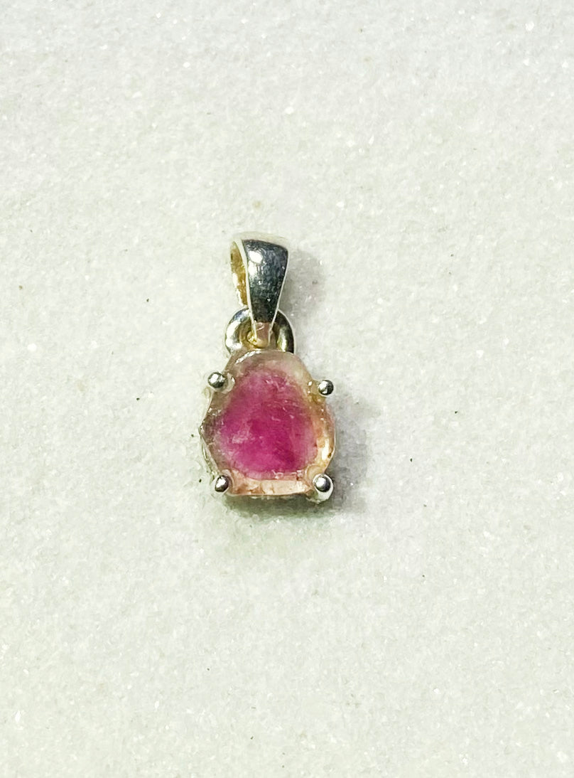 Mini Watermelon Tourmaline Slice Pendant