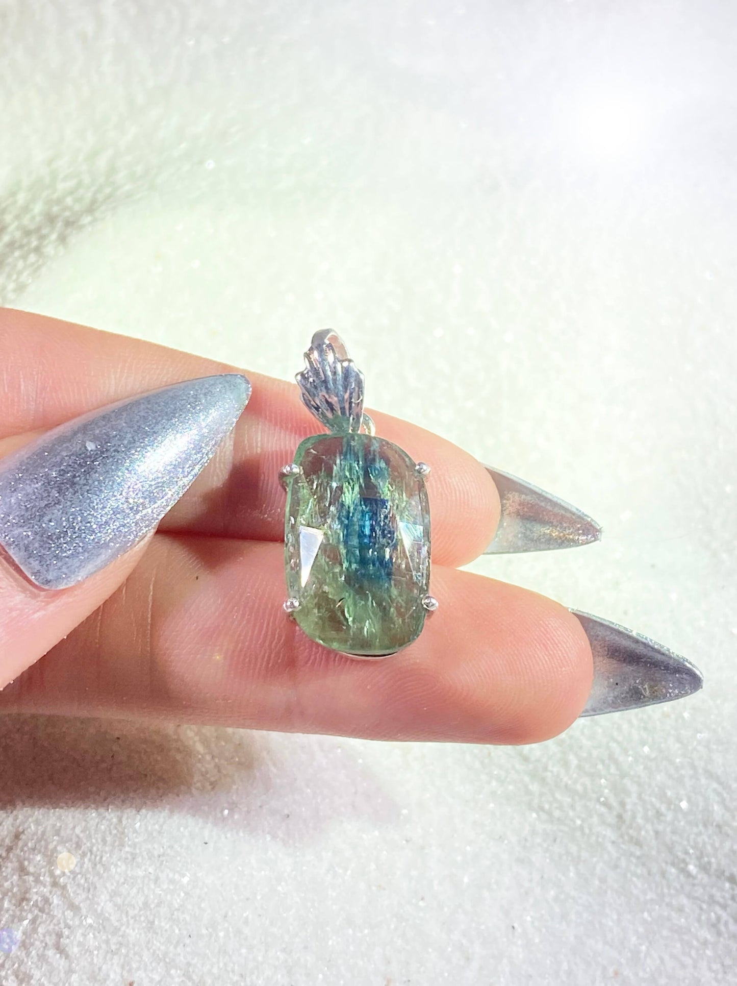 Faceted Green & Blue Kyanite Pendant