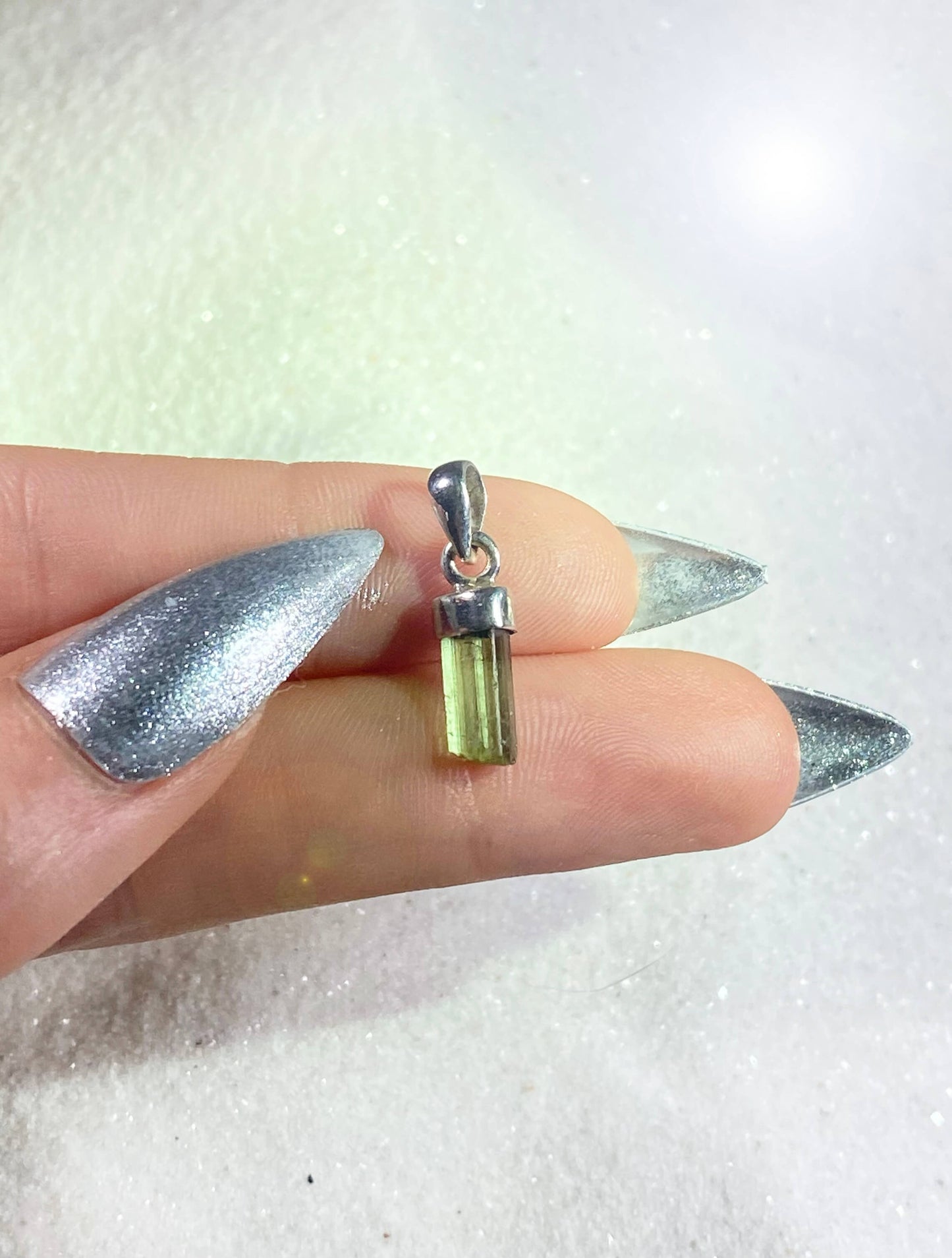 Mini Raw Green Tourmaline Pendant