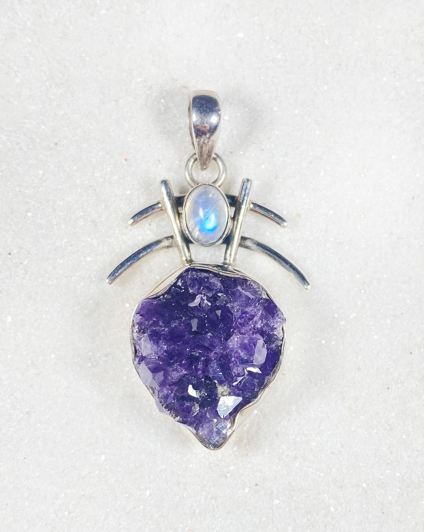 Rough Amethyst w/ Moonstone Pendant