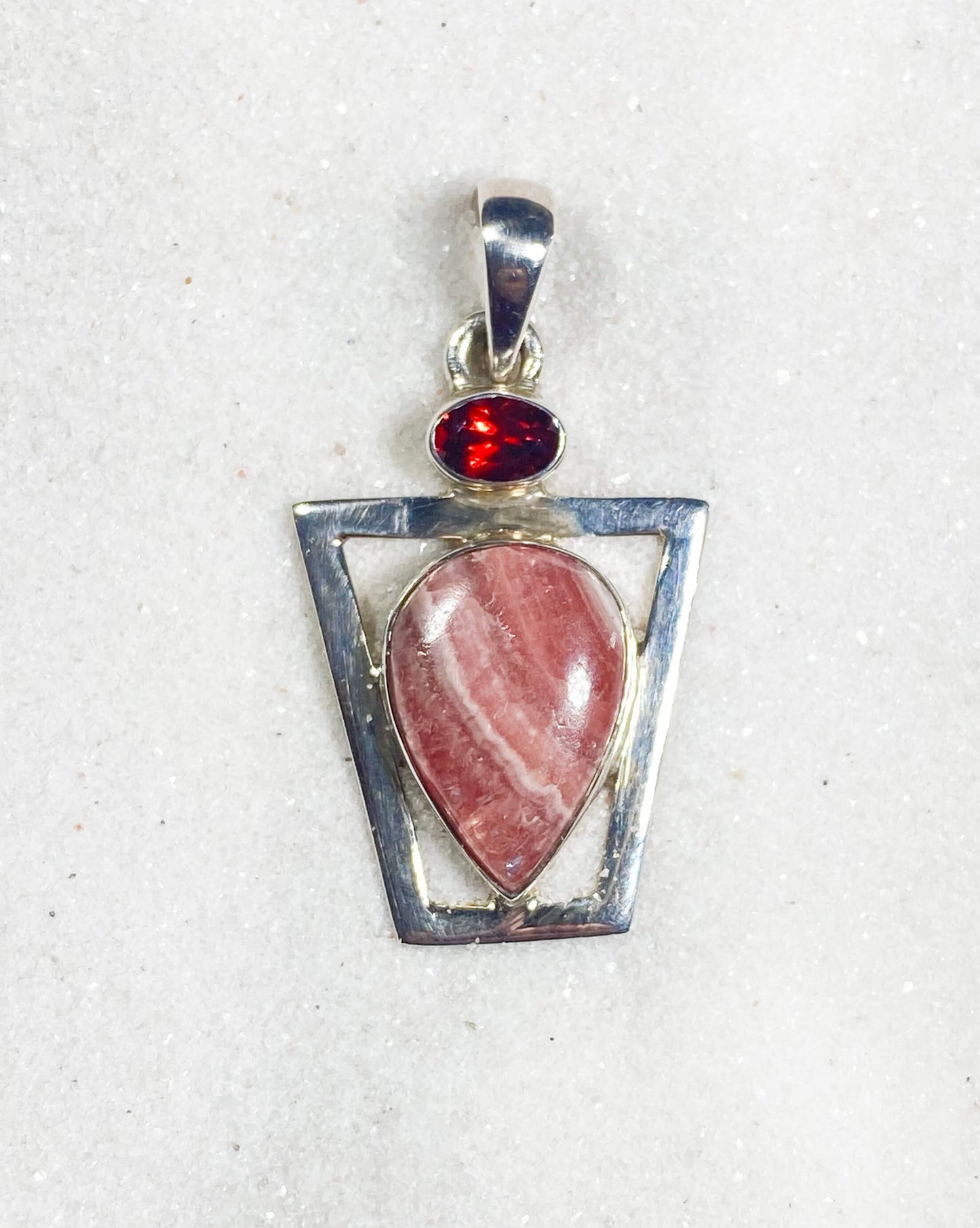 Rhodochrosite w/ Garnet Pendant