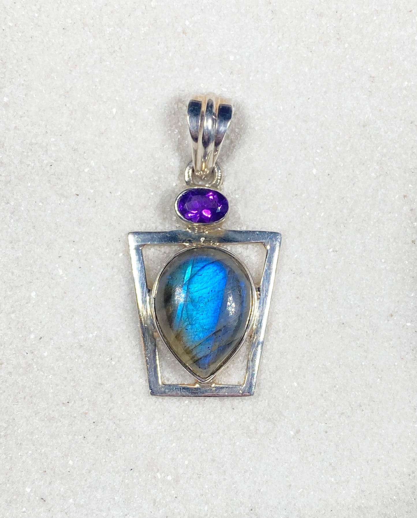 Labradorite w/ Amethyst Pendant