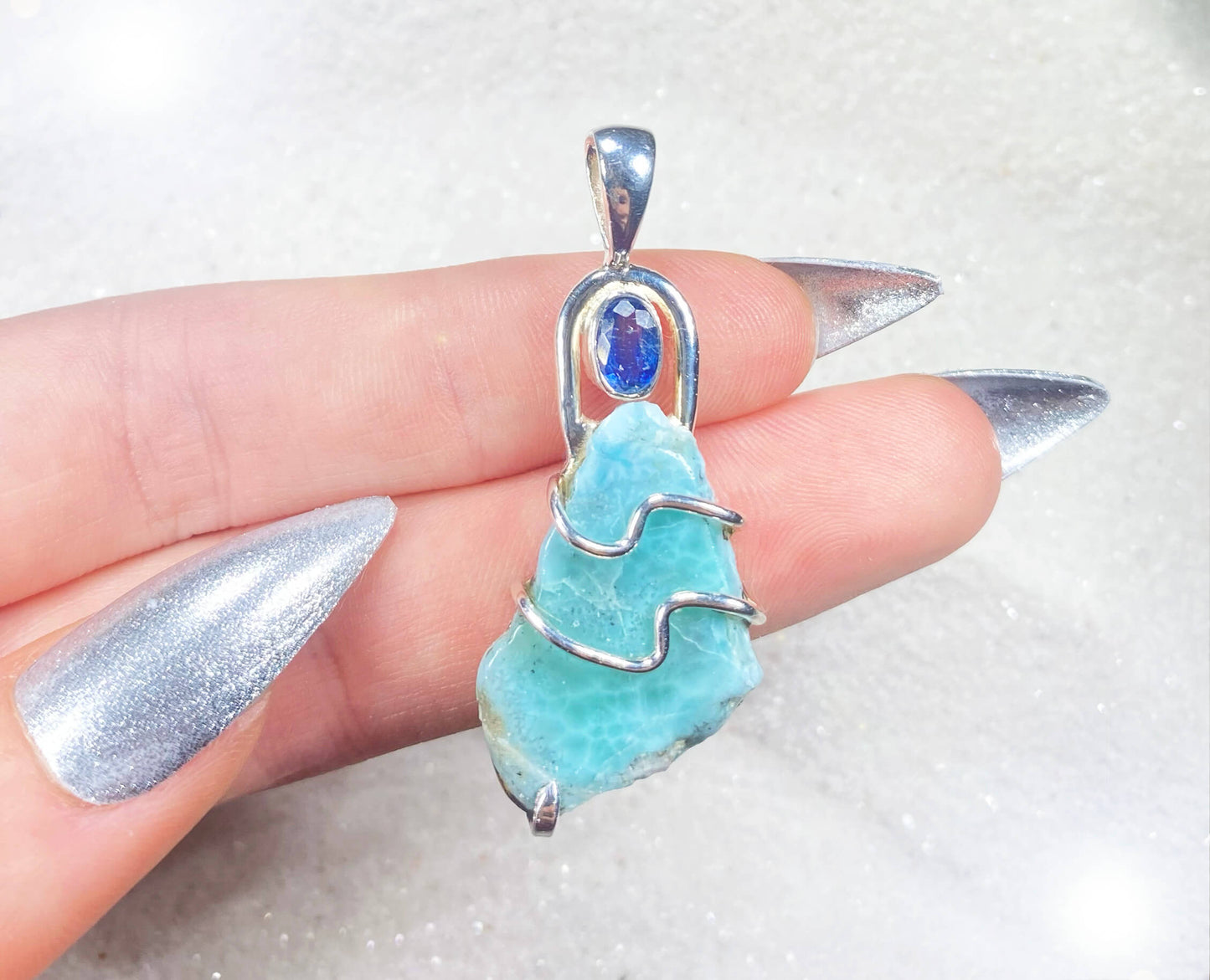 Larimar w/ Kyanite Pendant