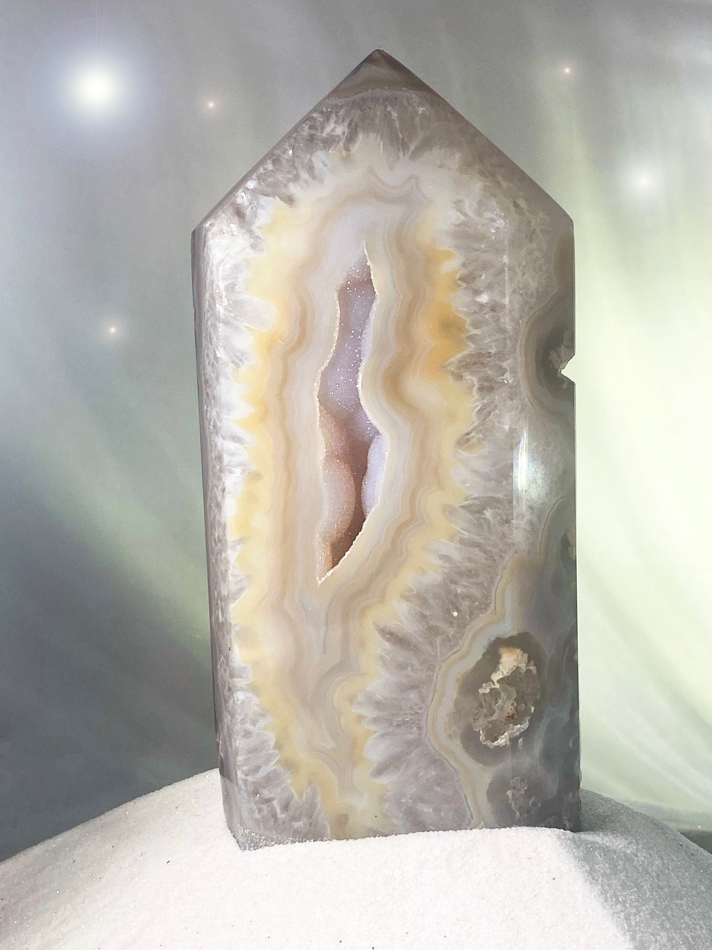 Large Druzy Agate Tower