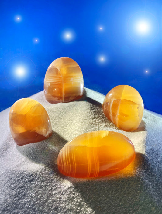 Orange Calcite Palm Stones