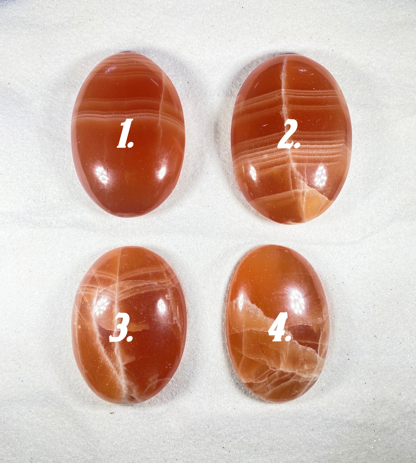 Orange Calcite Palm Stones