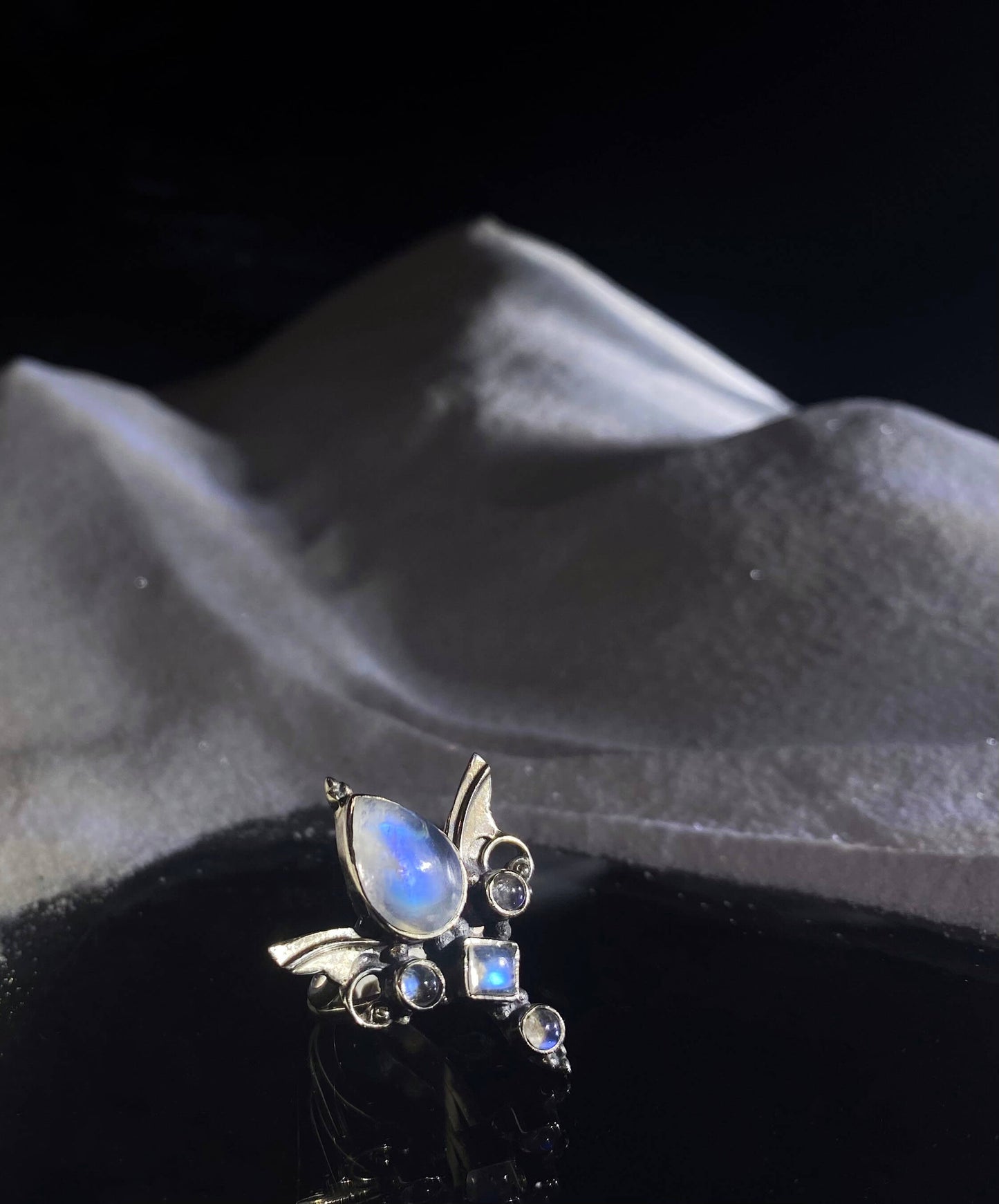 Angel Wing Rainbow Moonstone Ring