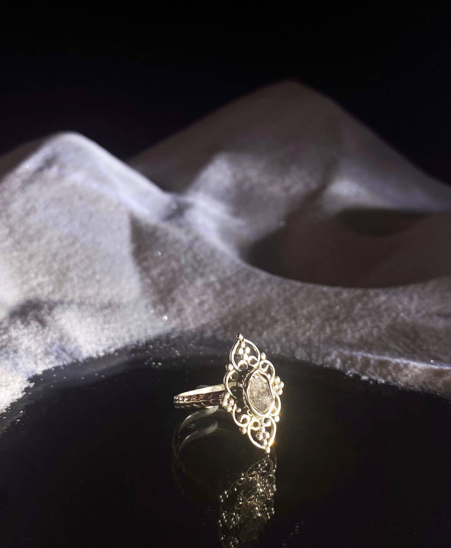 Filigree Herkimer Diamond Ring