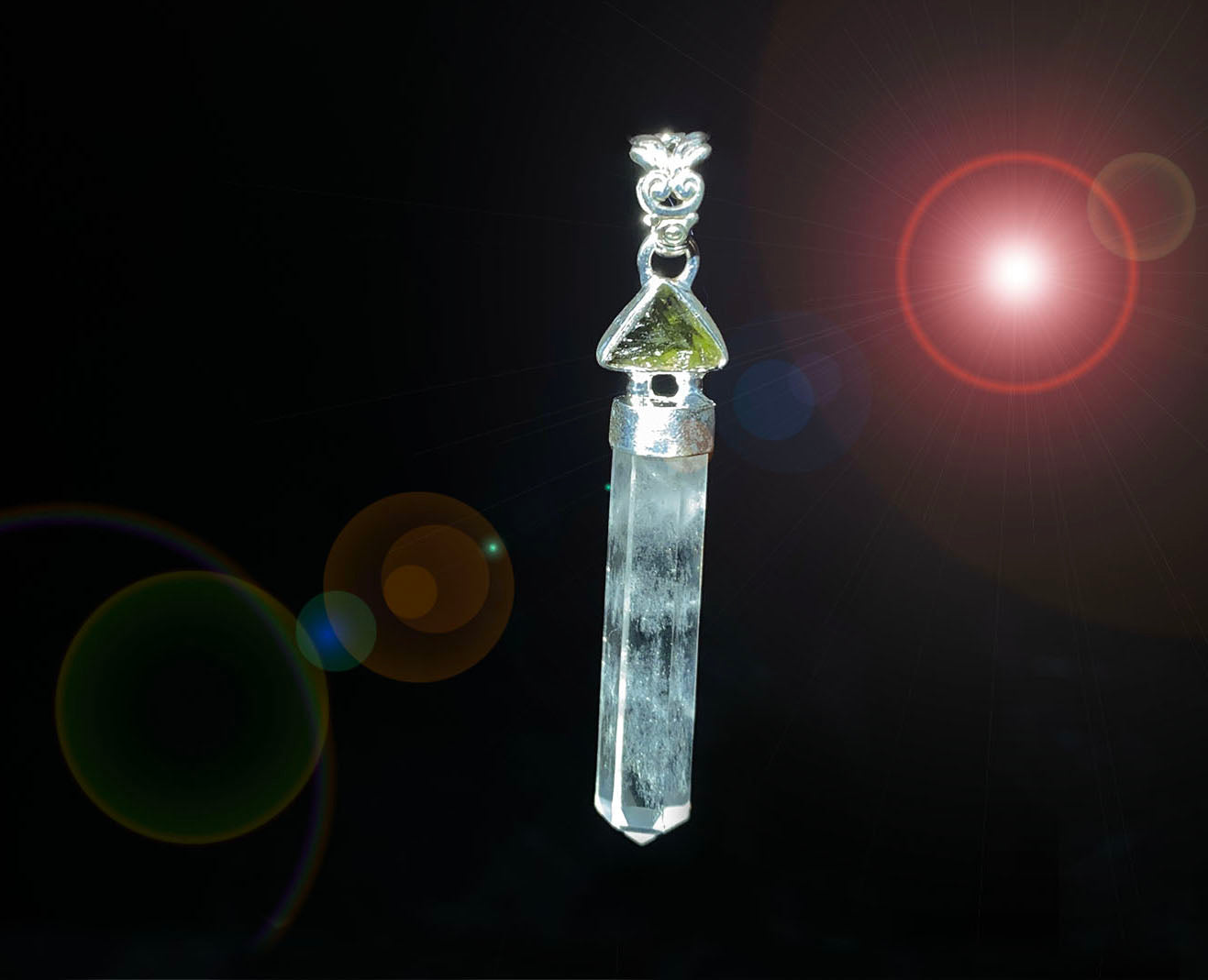 Clear Quartz Point w/ Rough Moldavite